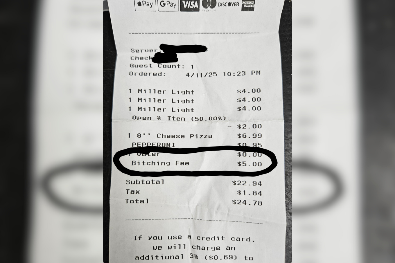 Bitching fee