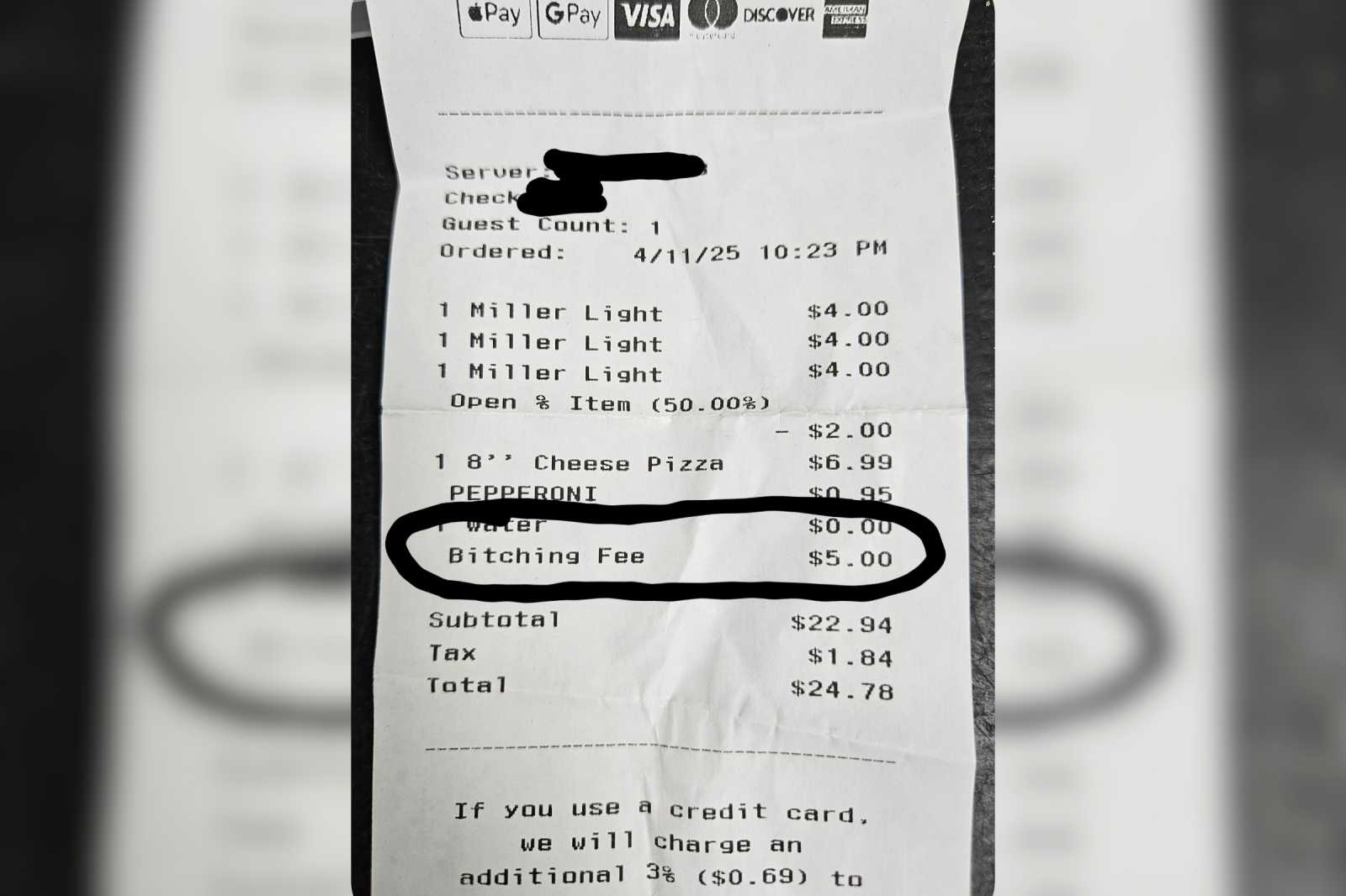 Bitching fee