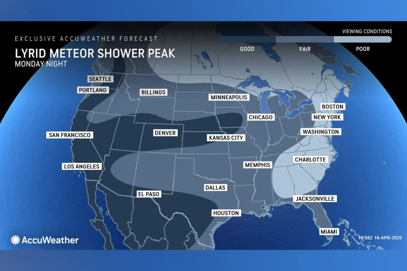 Map Reveals Best States to See Lyrid Meteor Shower This Weekend - Newsweek