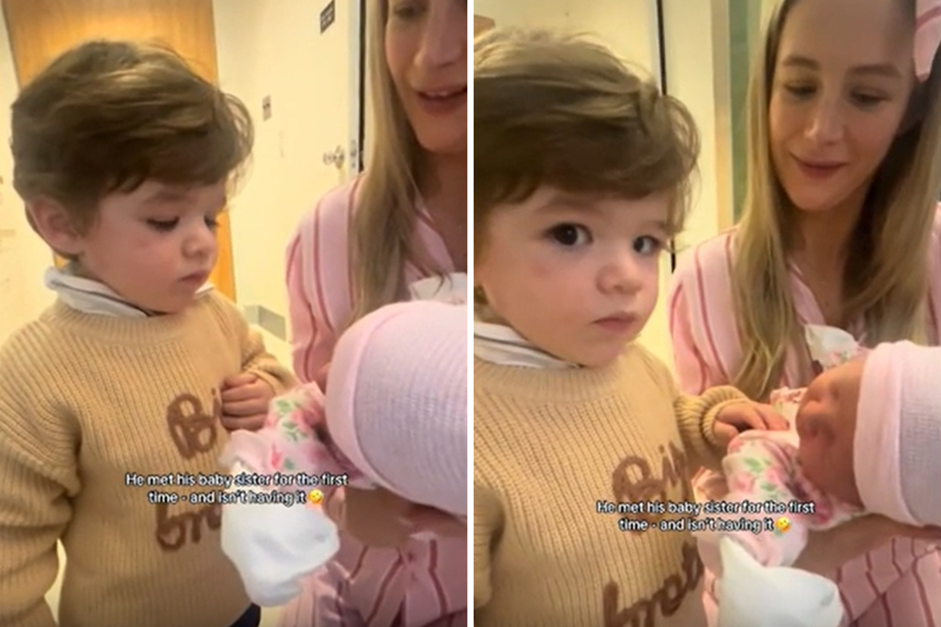 Toddler Meets Baby Sister for First Time, Parents Left Confused by