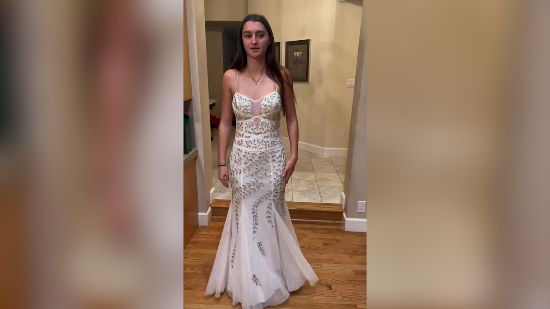 white strapless prom dress Braelyn White Strapless Maxi Dress - US 18