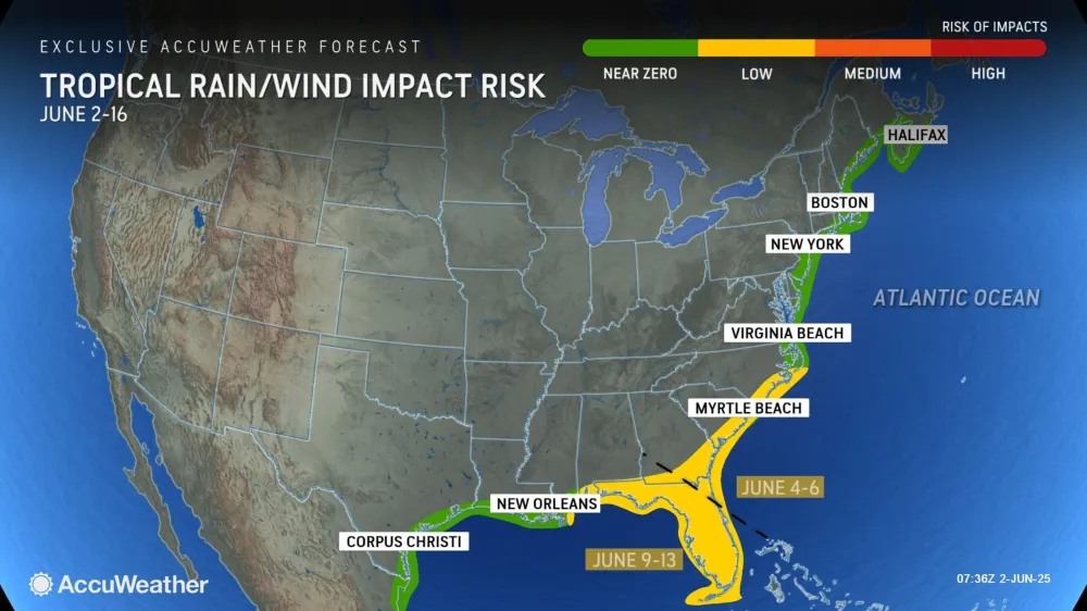 Map Shows When Impact of First Tropical Storms Could Hit US - Newsweek