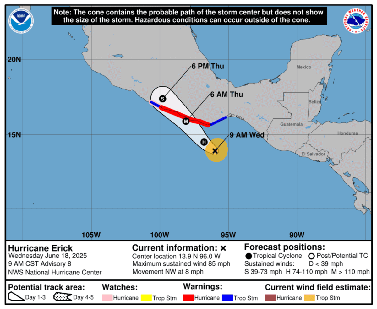 Hurricane Erick Timeline as ‘Life-Threatening’ Storm Nears Landfall ...