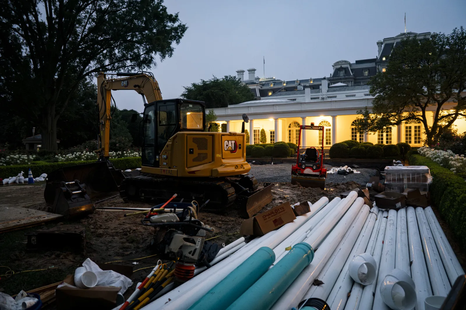 White House Rose Garden Bulldozed as Work Starts Paving It Over - Newsweek
