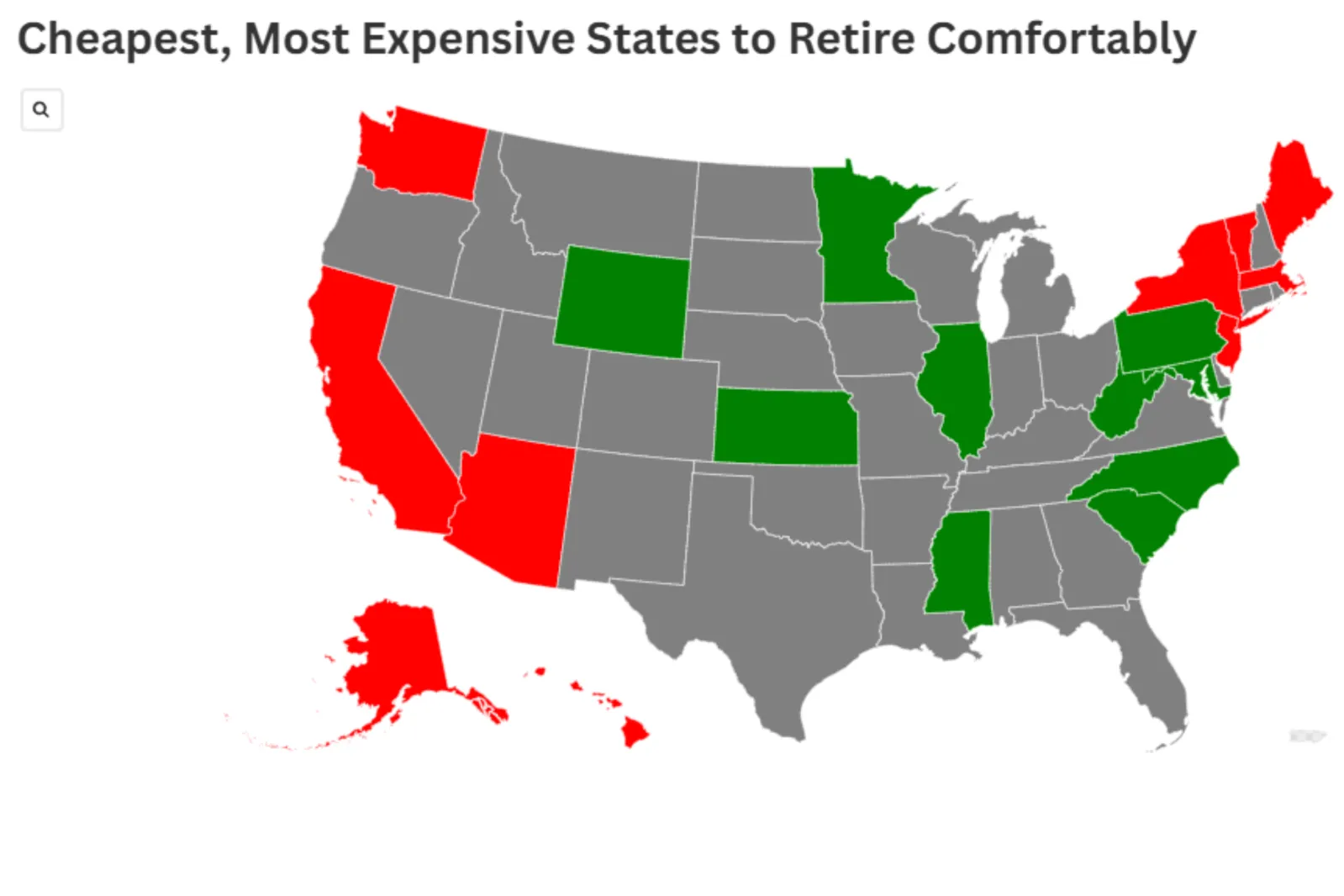 Map Shows Cheapest and Most Expensive States to Retire Comfortably ...
