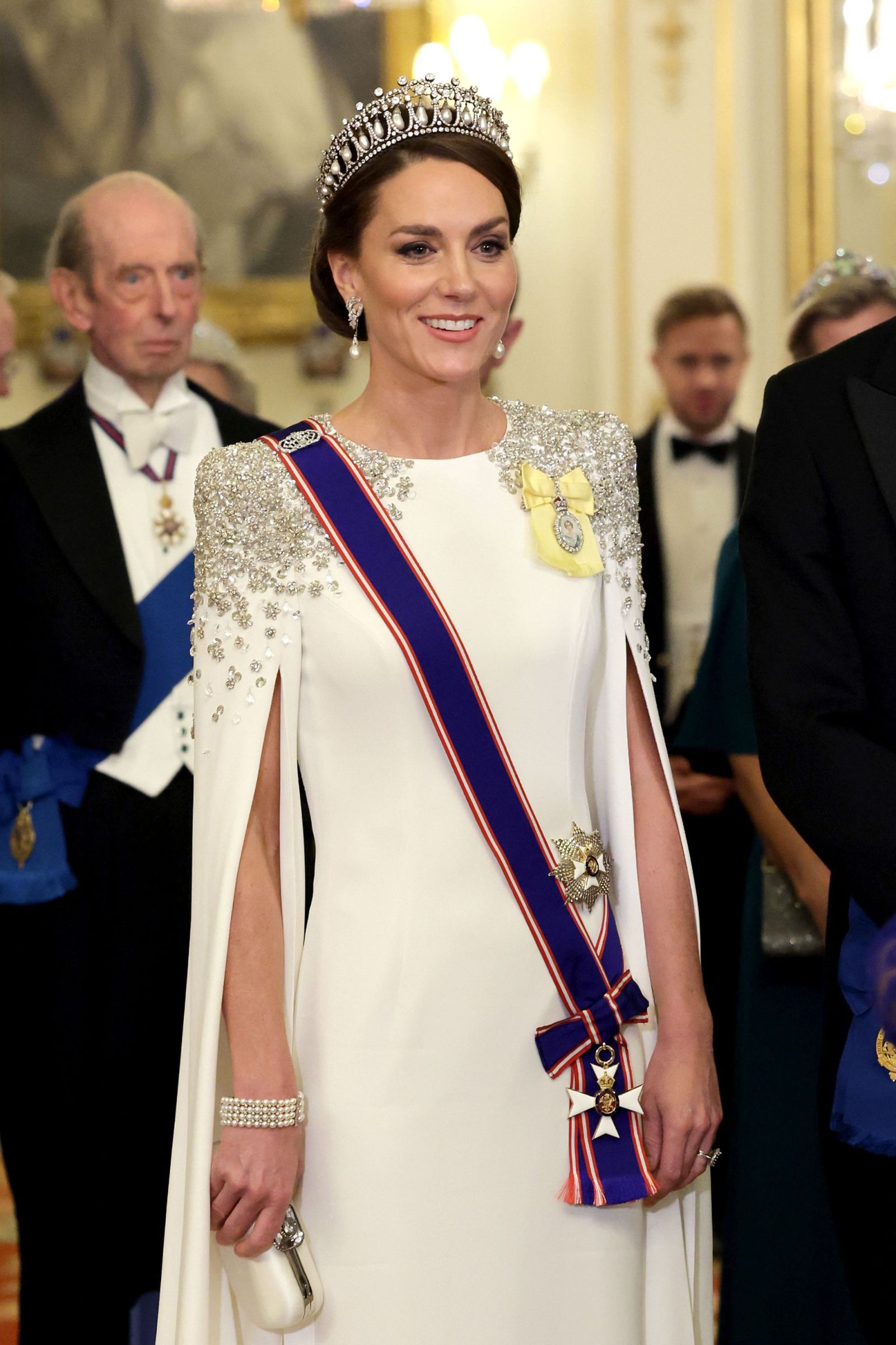 princess kate cape dress Princess Kate: Bespoke Blue Sequin Cape Gown by Jenny Packham