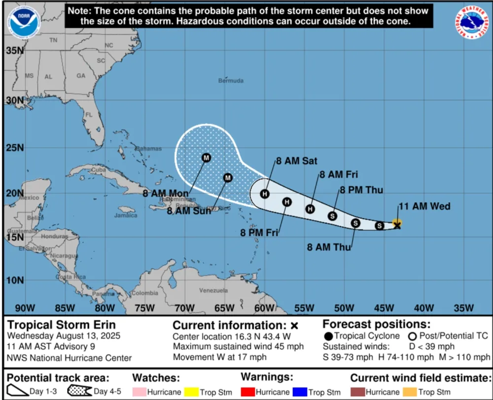 Meteorologists Reveal Chances of Tropical Storm Erin Impacting US ...