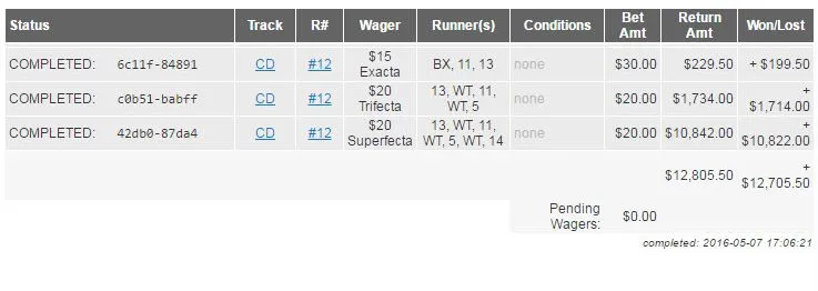 KENTUCKY DERBY winnings slip