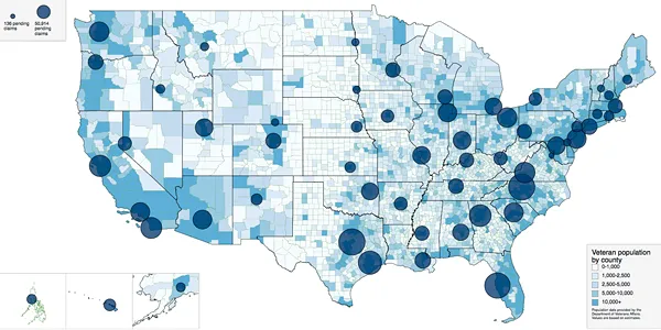 Va Coverage Map Interactive Map Tracking Wait Time For Veterans’ Disability Claims ...
