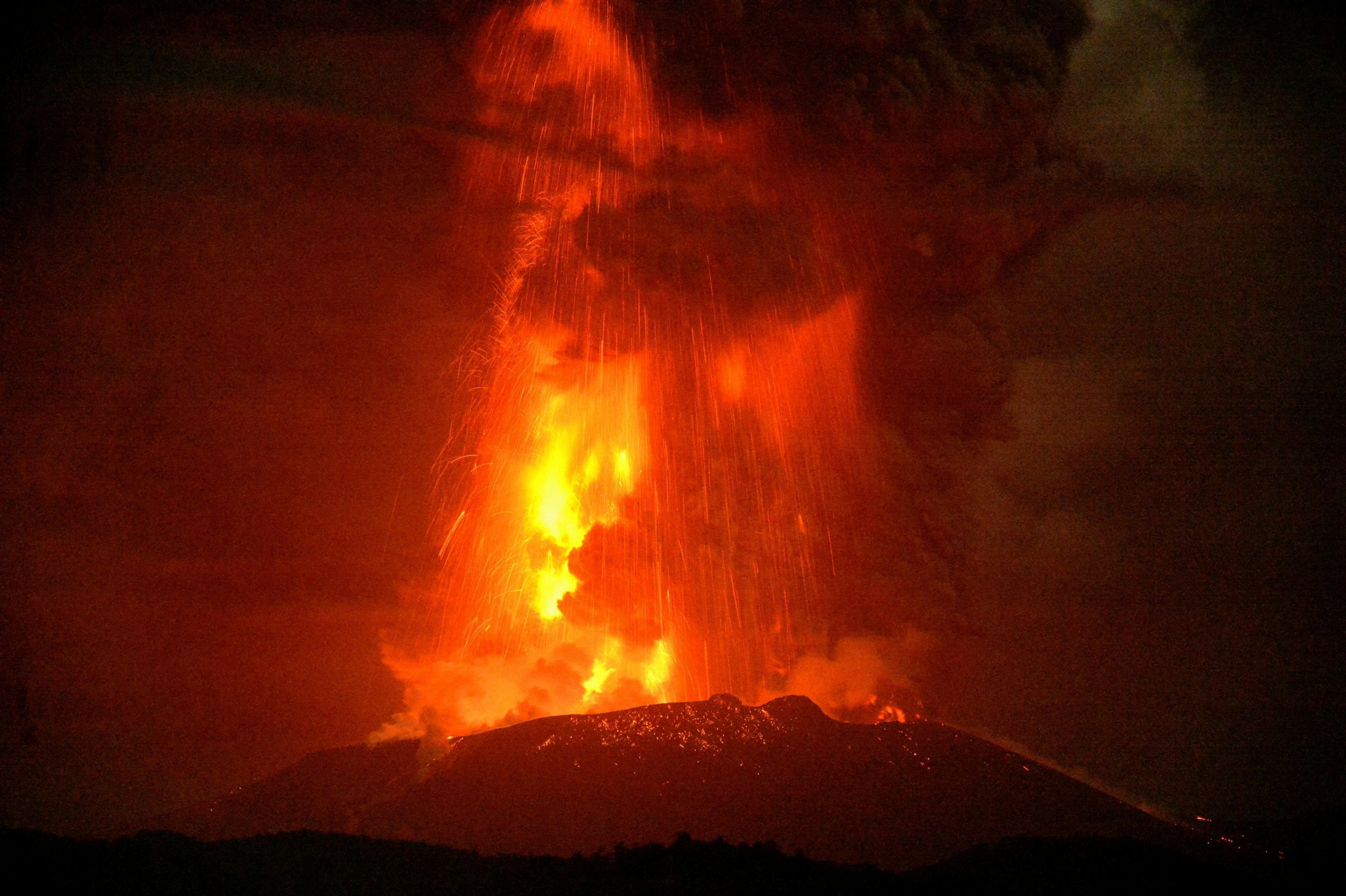Pictures: Japan Volcano Erupts, Spewing Hot Rocks and Producing