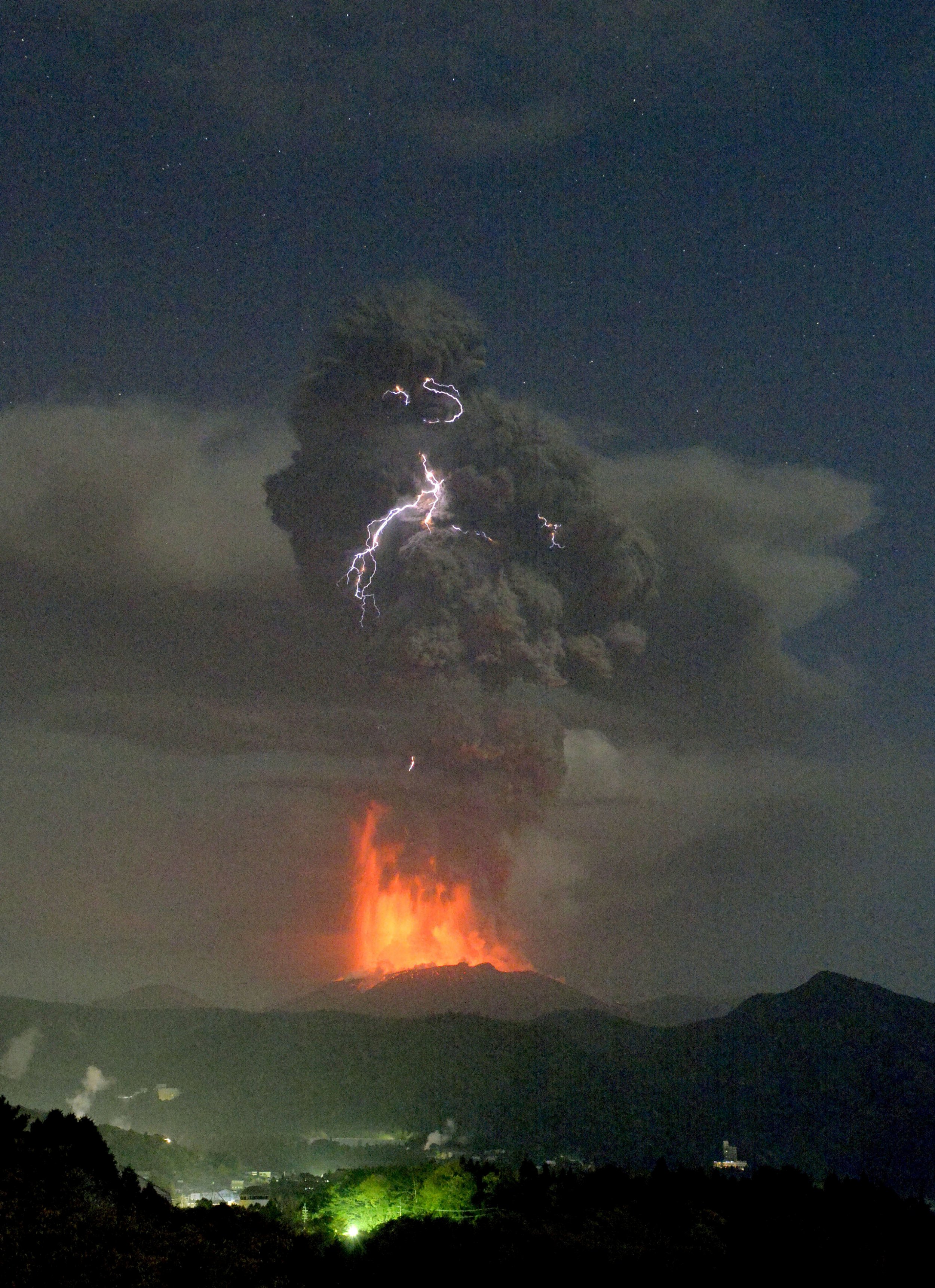 Pictures: Japan Volcano Erupts, Spewing Hot Rocks and Producing