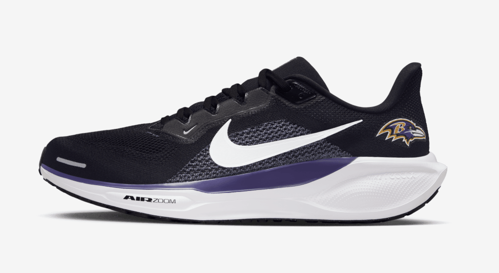 How to Buy Baltimore Ravens Nike Air Pegasus 41 Sneakers  display picture 1
