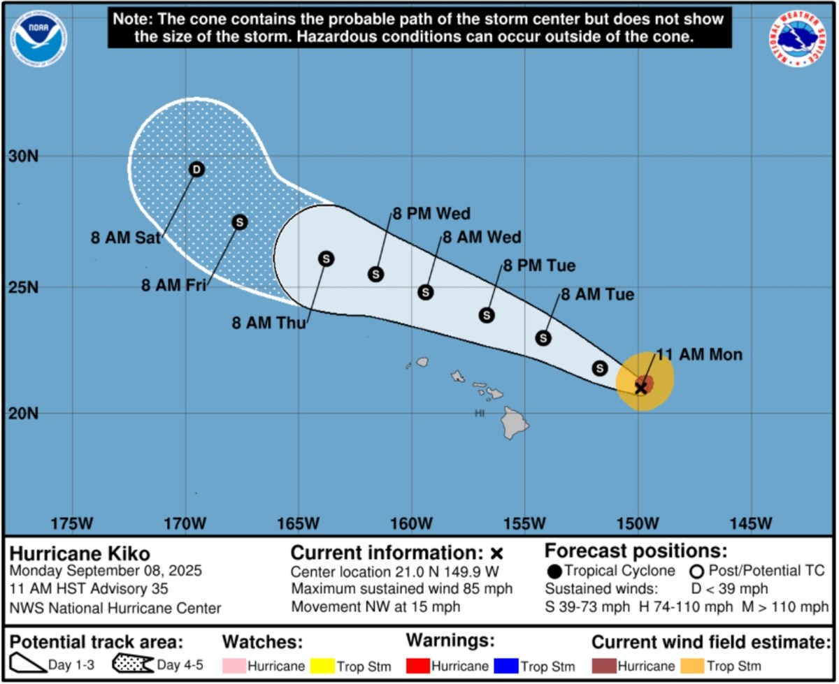 Hurricane Kiko Seen From Space as Hawaii Warned of Life-Threatening ...