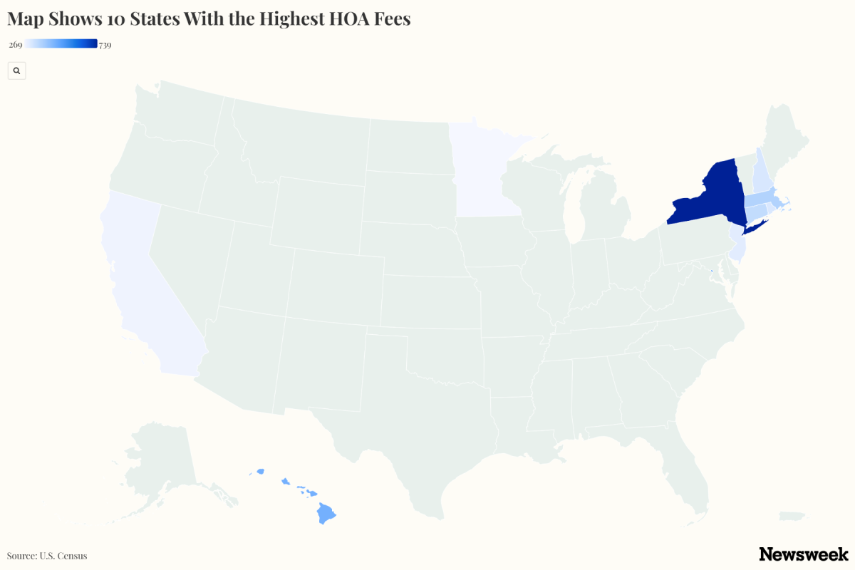 Map Shows 10 States With the Highest HOA Fees