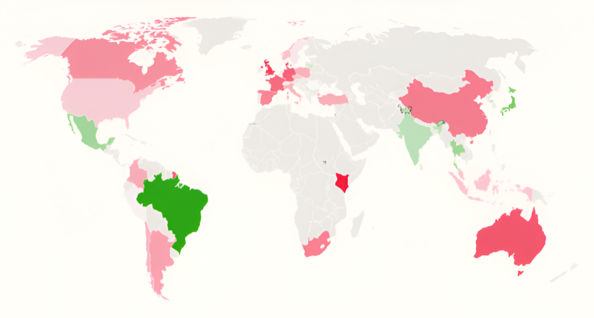 El mapa muestra cómo disminuyen los temores climáticos en todo el mundo El mapa muestra cómo disminuyen los temores climáticos en todo el mundo