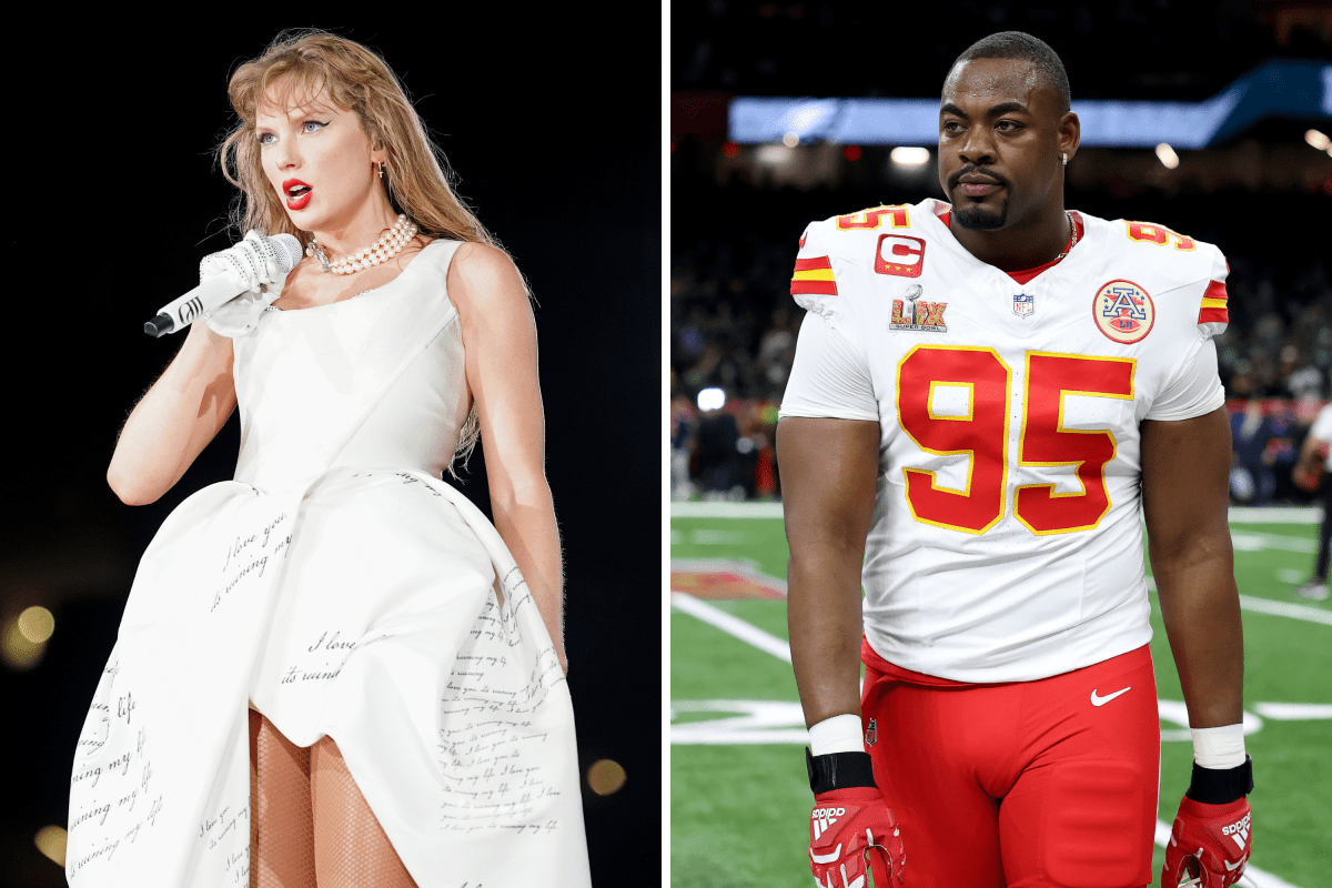 Taylor Swift reacts to Chiefs star Chris Jones singing “Fate of Ophelia”