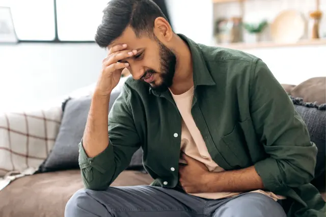 Man with abdominal pain.