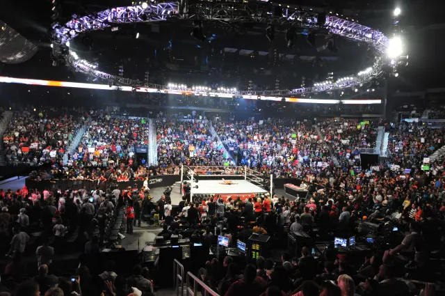wwe ring with fans for live event