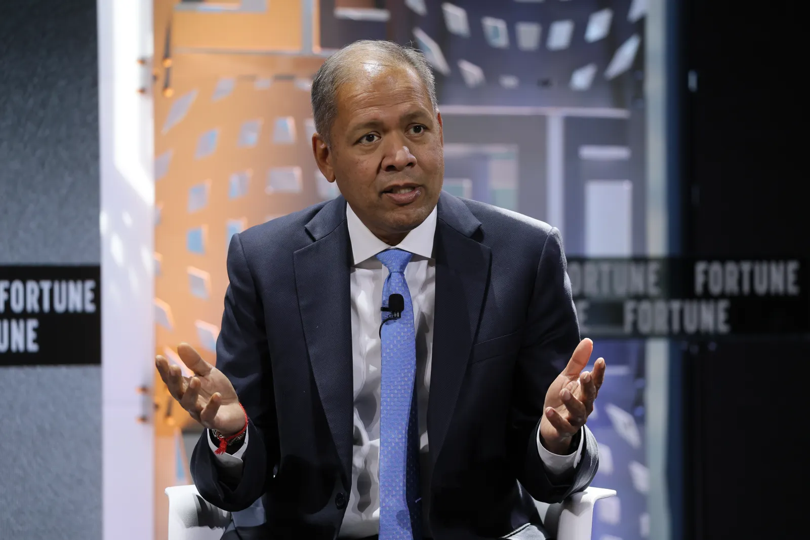 NEW YORK, NEW YORK – NOVEMBER 12: C. S. Venkatakrishnan,
CEO of Barclays speaks onstage during the The Next Decade in Finance panel at the Fortune Global Forum 2024 on November 12, 2024 in New York City.  (Photo by Jemal Countess/Getty Images for Fortune Media)
