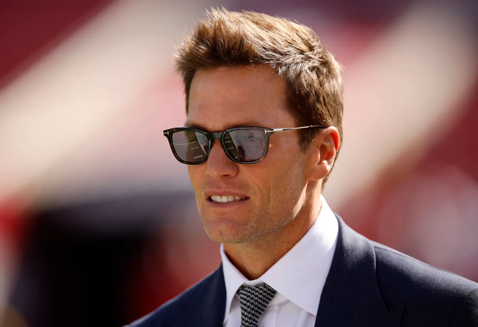former patriots star tom brady as broadcaster at buccaneers game