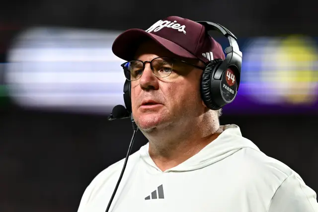 Head coach Mike Elko of the Texas A&M Aggies