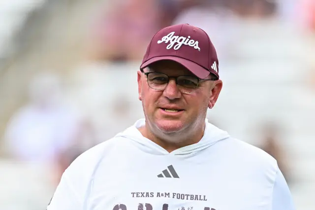 Head coach Mike Elko of the Texas A&M Aggies