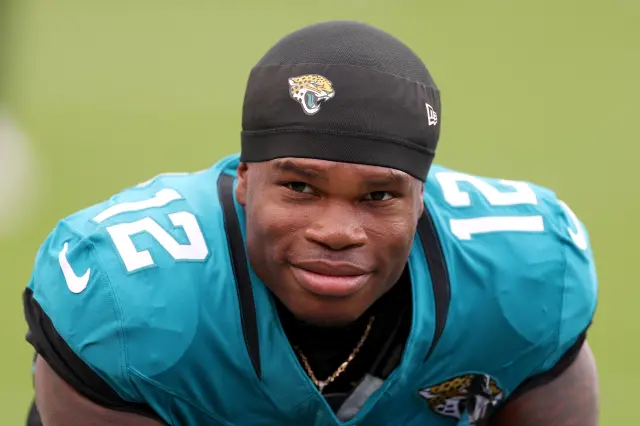 Travis Hunter #12 of the Jacksonville Jaguars.