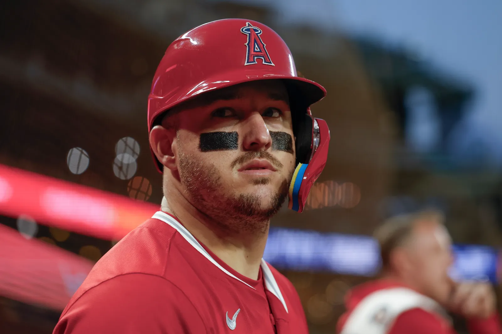 Mike Trout #27 of the Los Angeles Angels