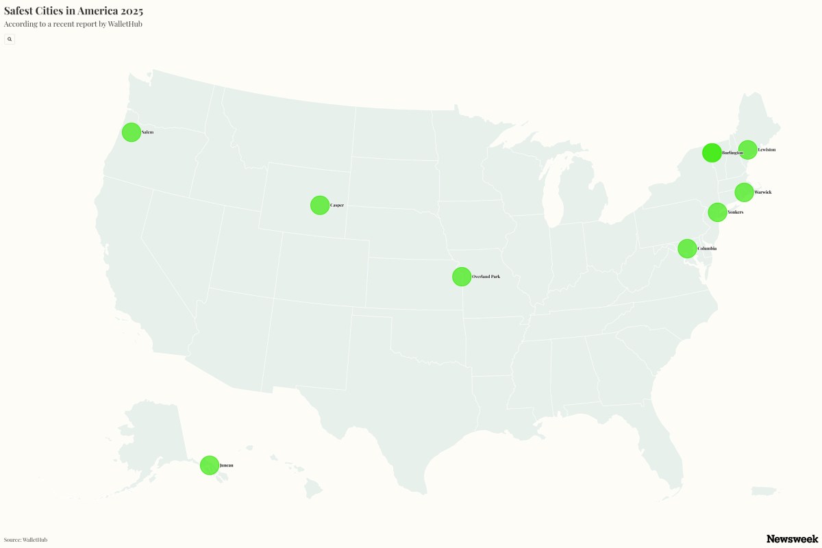 Map Shows Safest Cities in America 2025
