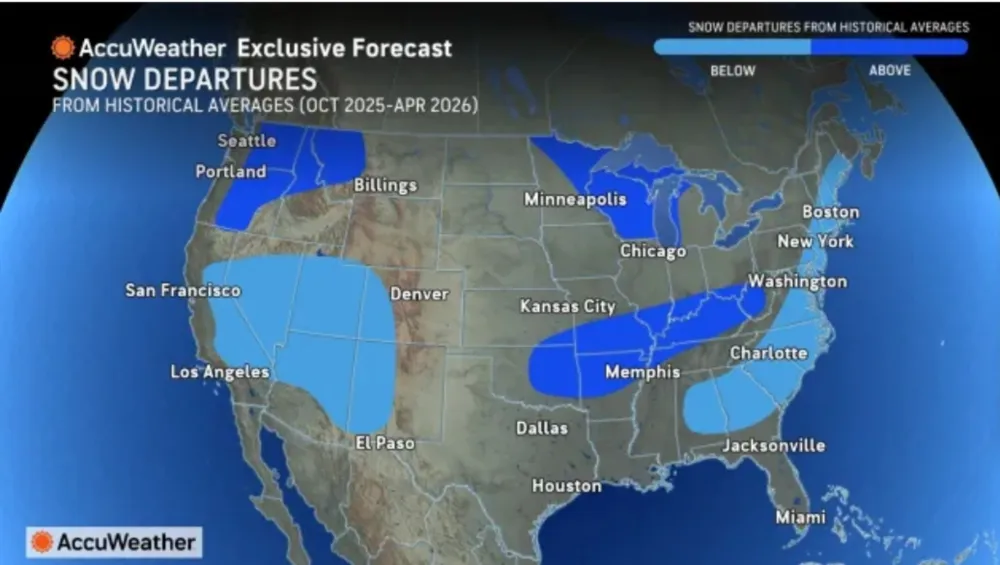 Map Shows States Expecting Higher Snowfall This Year - Newsweek