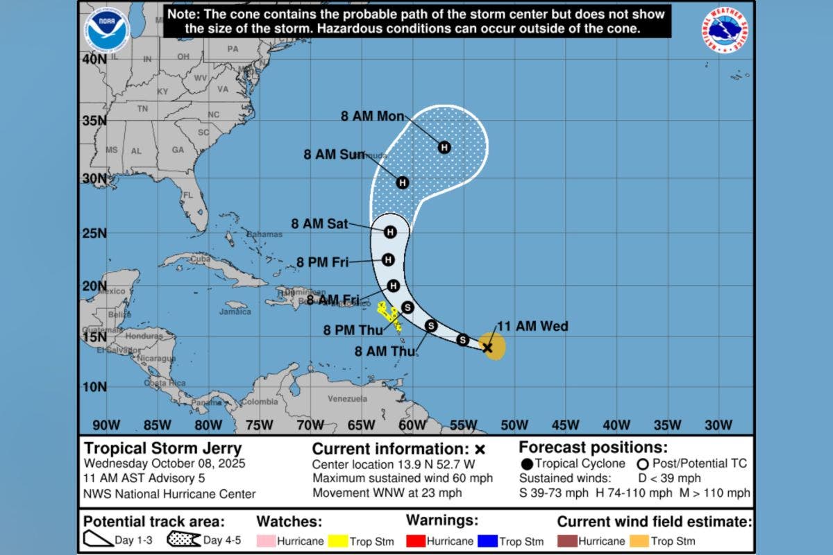 Tropical Storm Jerry Spaghetti Models as Hurricane Possible