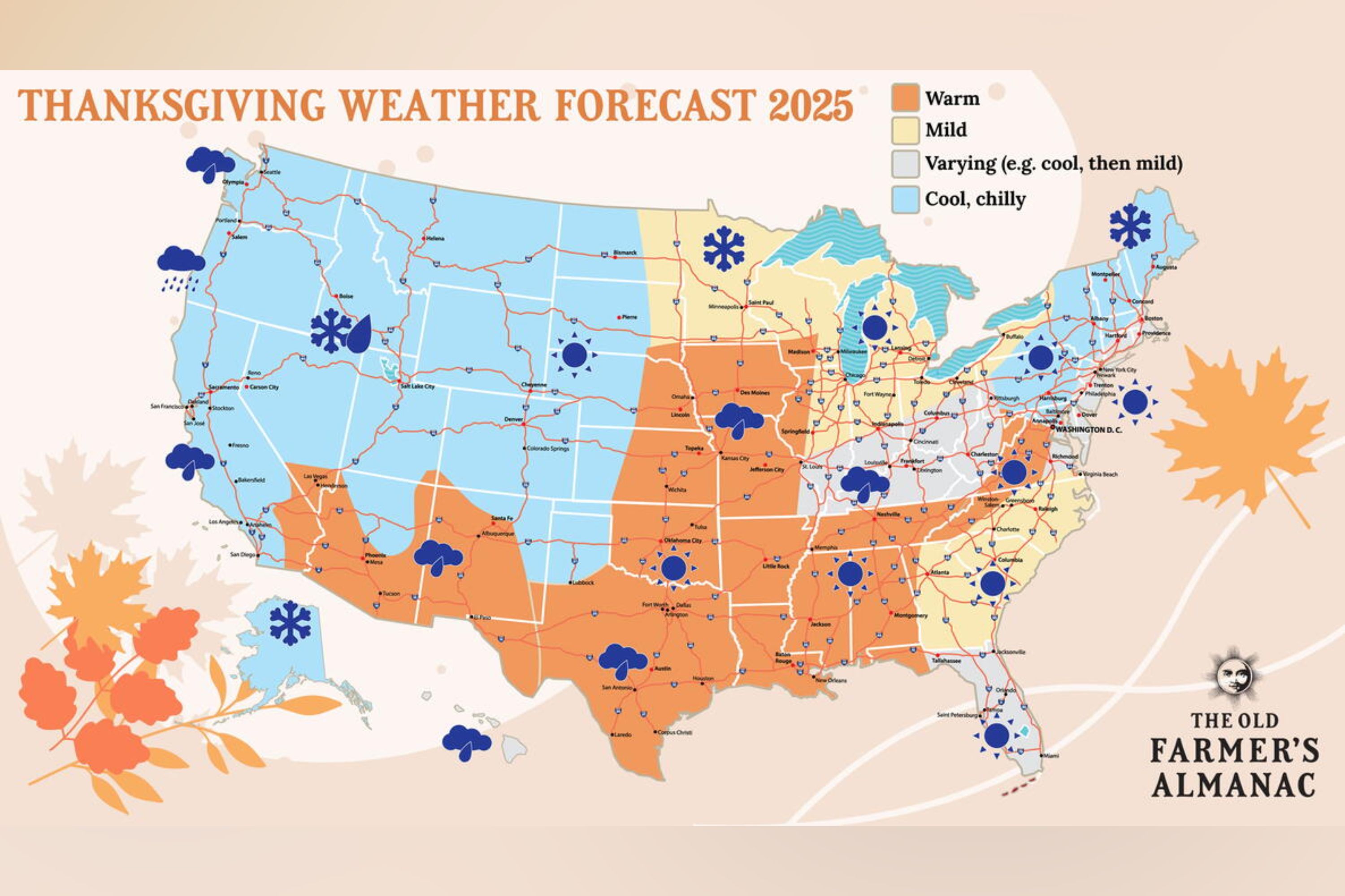 Old Farmer’s Almanac Predicts Which States Will Have Snow This Thanksgiving