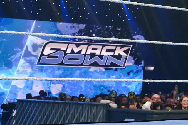 WWE SmackDown logo on LED stage