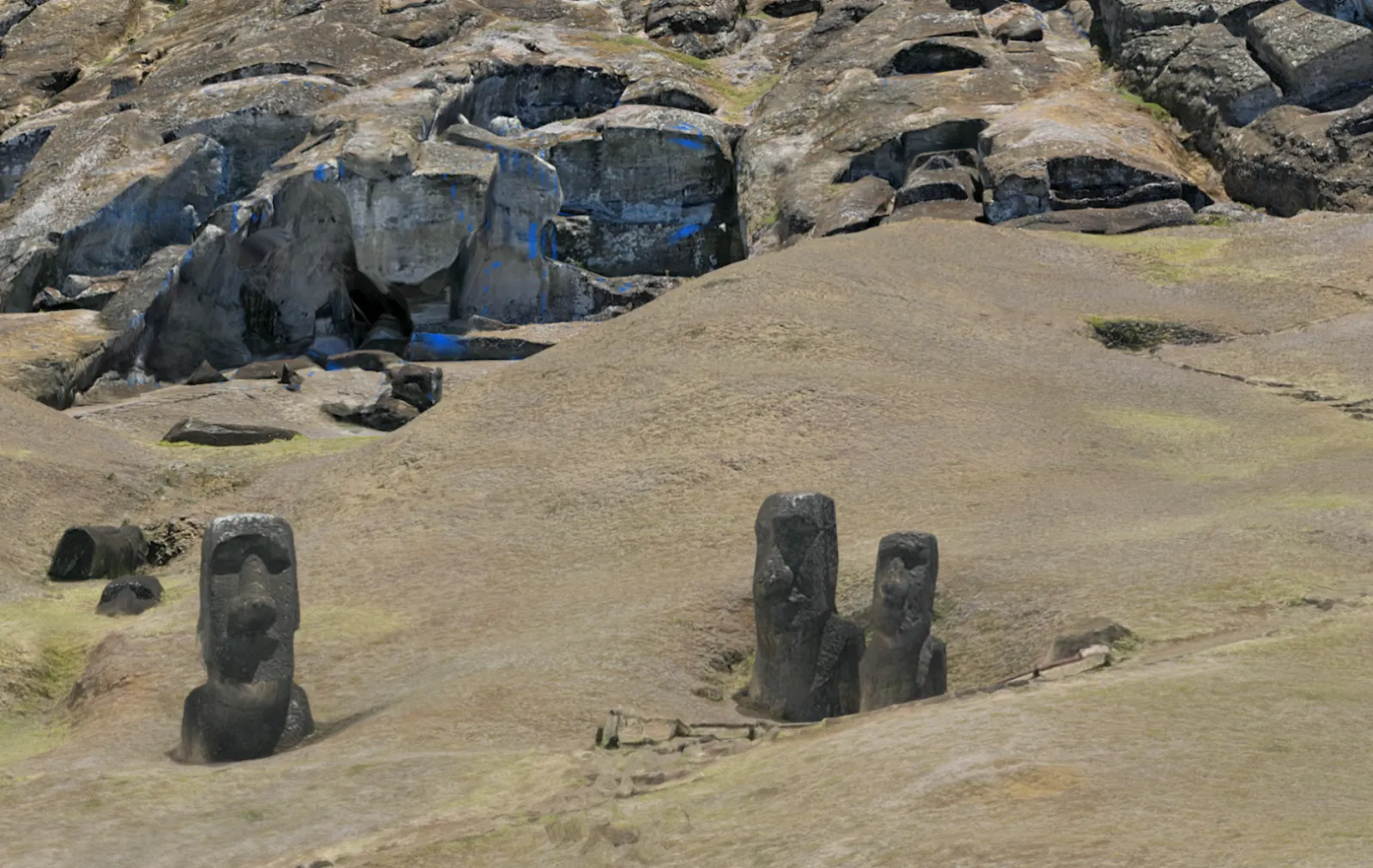 Screenshot from the three-dimensional model of Rano Raraku quarry