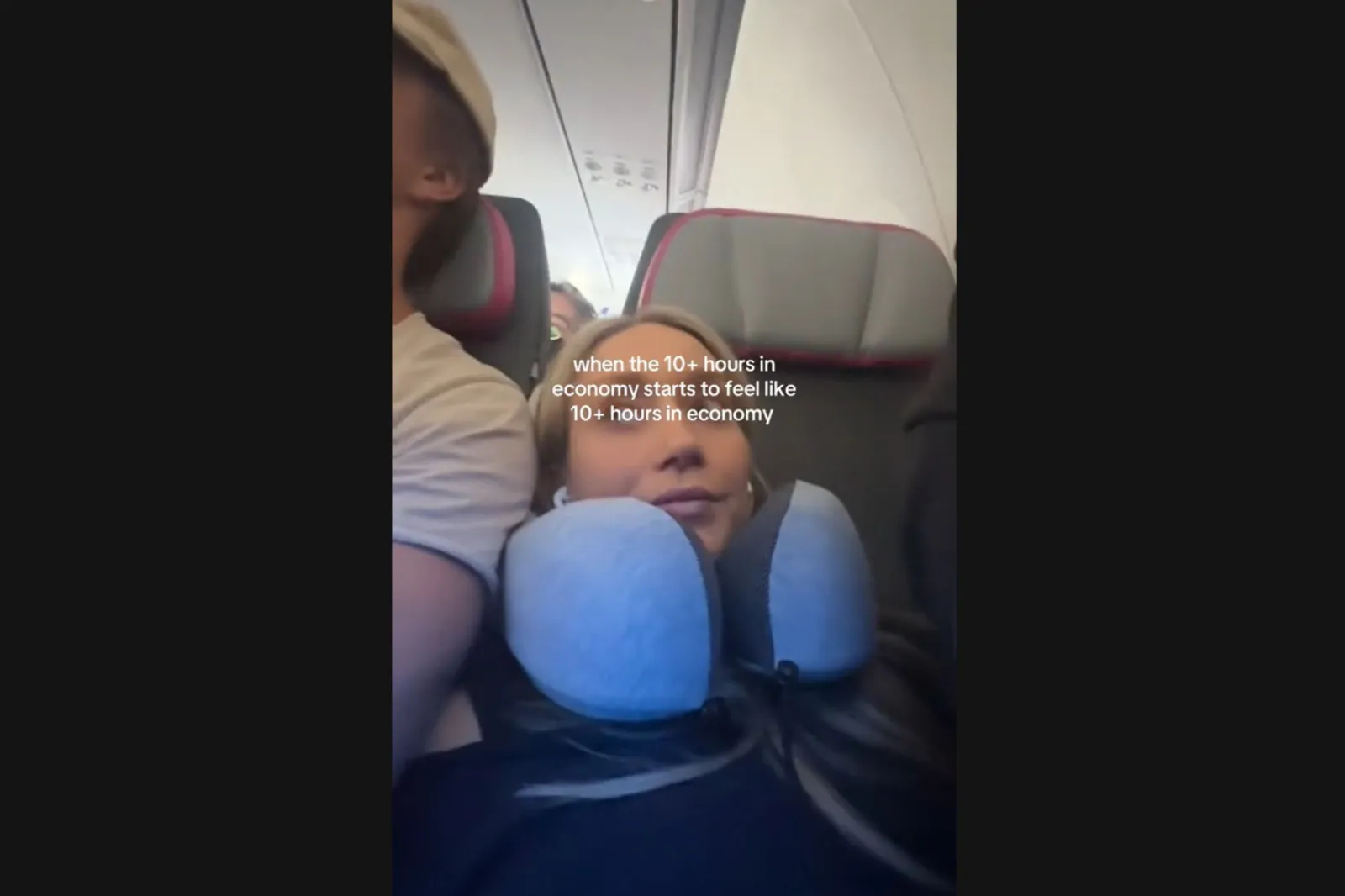 Woman on plane.