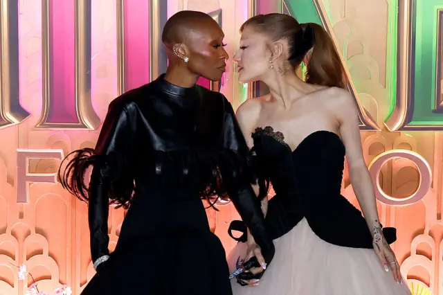 NEW YORK, NEW YORK - NOVEMBER 17: Cynthia Erivo and Ariana Grande attend the "Wicked: For Good!" New York premiere at David Geffen Hall on November 17, 2025 in New York City.