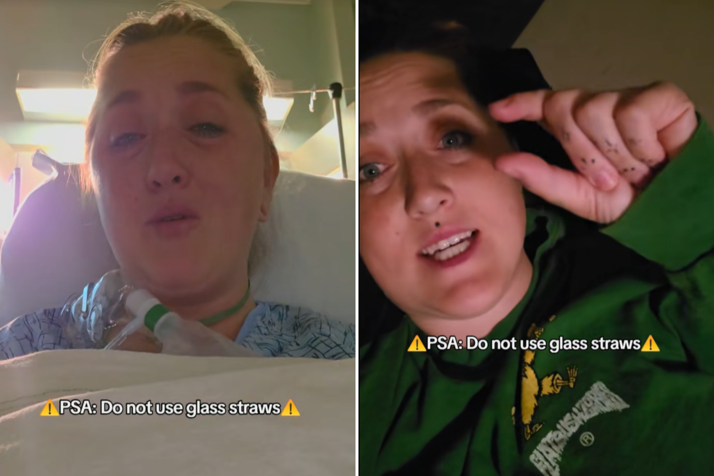 Horror as Woman Drinks out of Glass Straw, Then Notices a Missing Piece