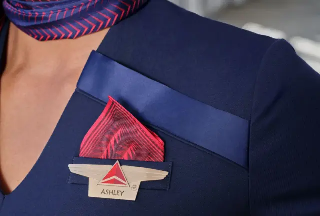 Name tag on Delta Air Lines crew