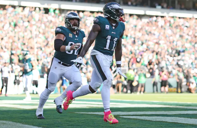 Philadelphia Eagles WR Aj.J. Brown and retired center Jason Kelce