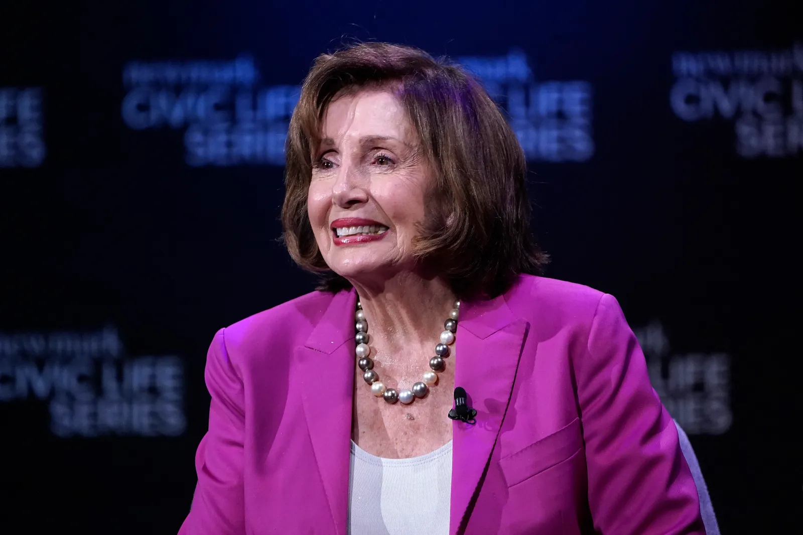 Former Speaker of the House Nancy Pelosi speaks during Nancy Pelosi in conversation with Katie Couric at 92NY on October 24, 2024 in New York City.