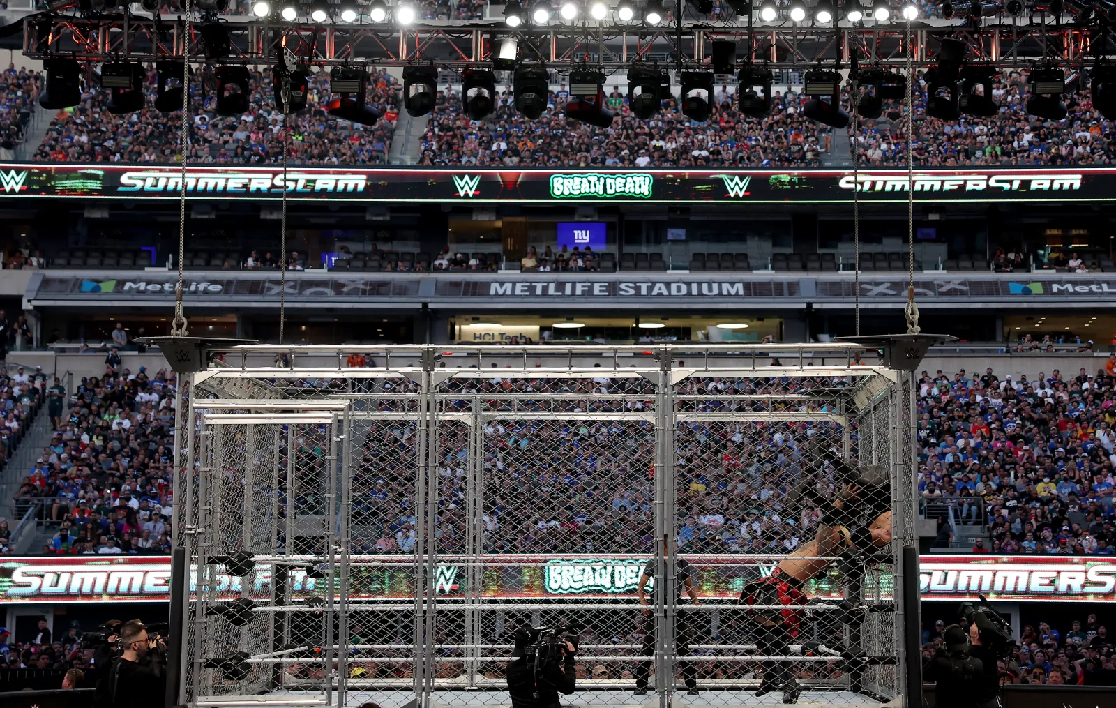 WWE steel cage at summerslam event