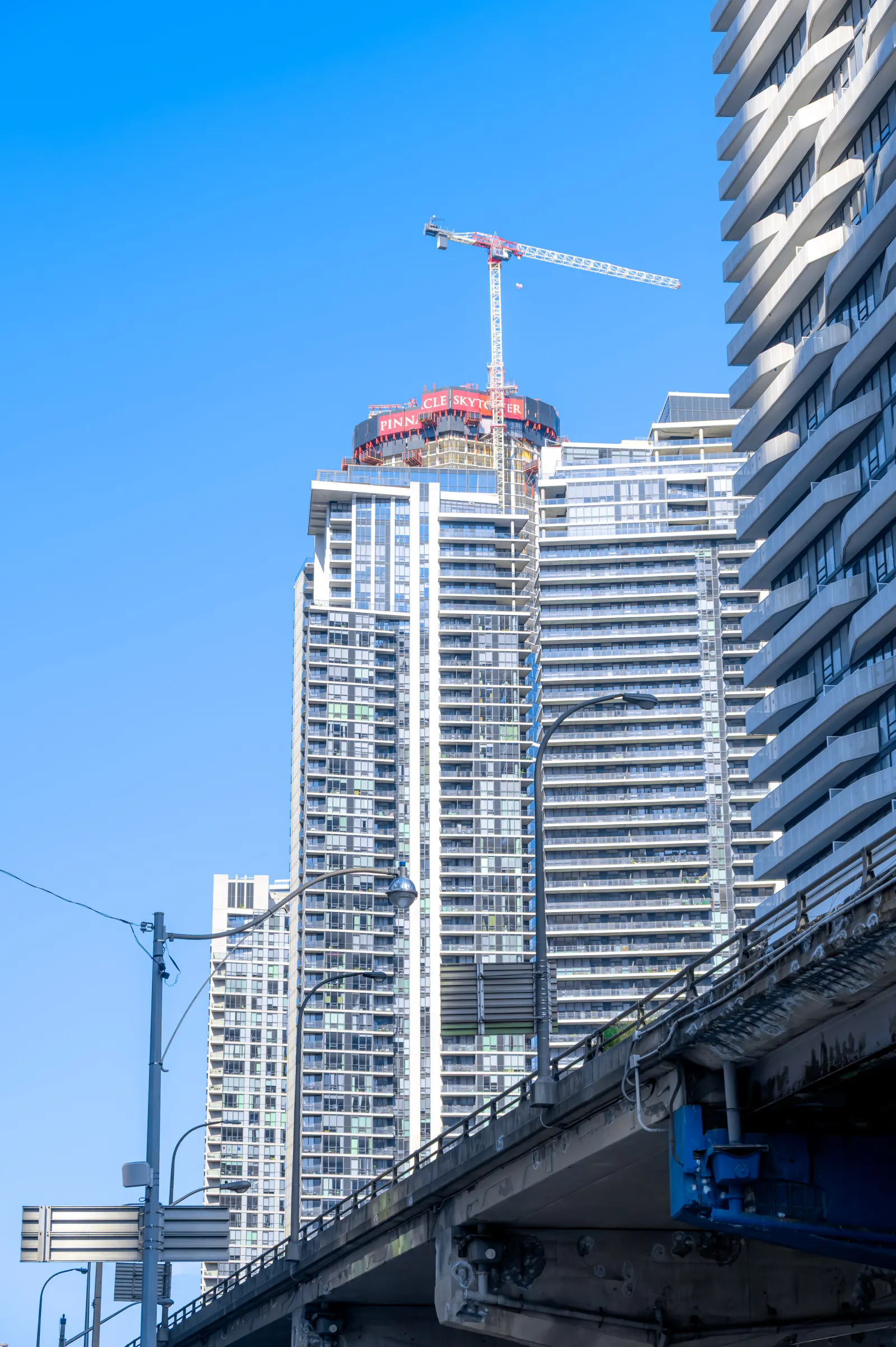 A view of Toronto's SkyTower under construction in July 2025.
