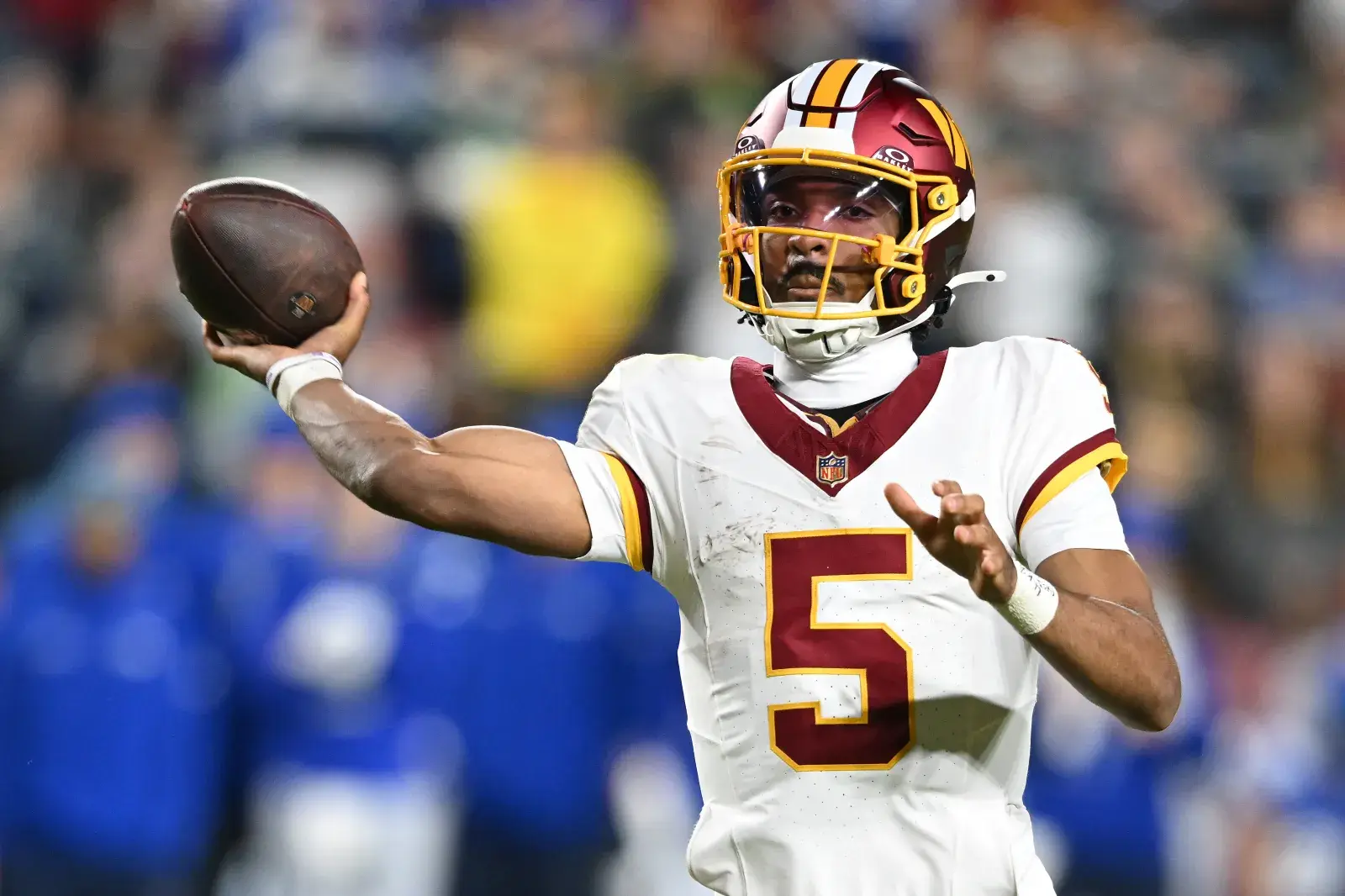 Image for article: Commanders QB Jayden Daniels Suffers Gruesome Injury on SNF vs Seahawks