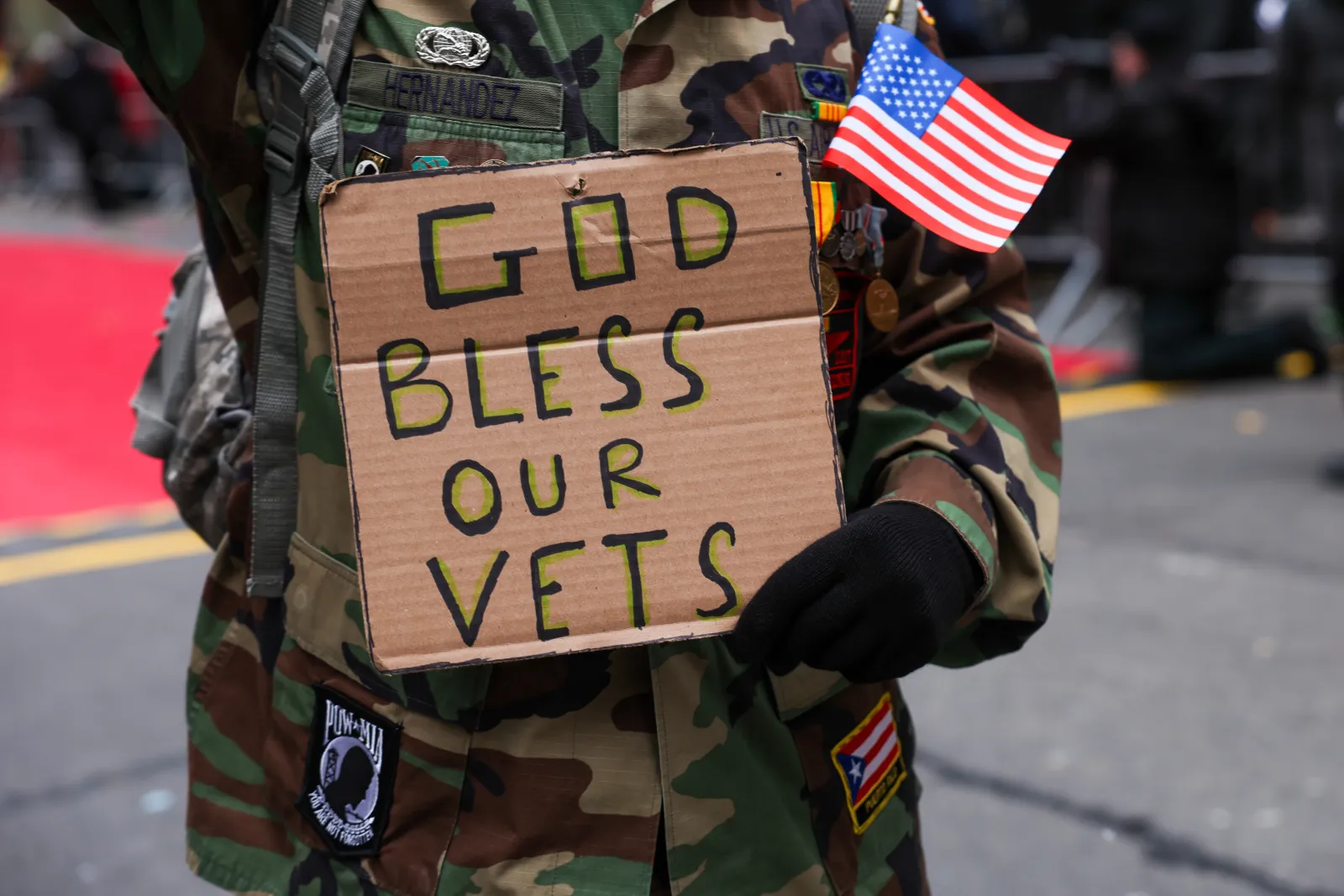 People participate in the 106th annual Veterans Day Parade on November 11, 2025, in New York City