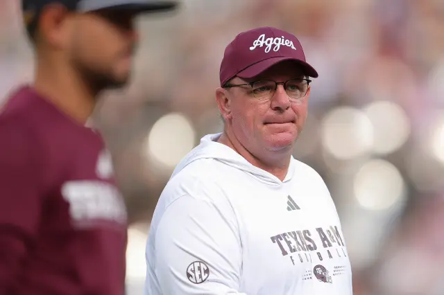 texas a&m head coach mike elko against south carolina