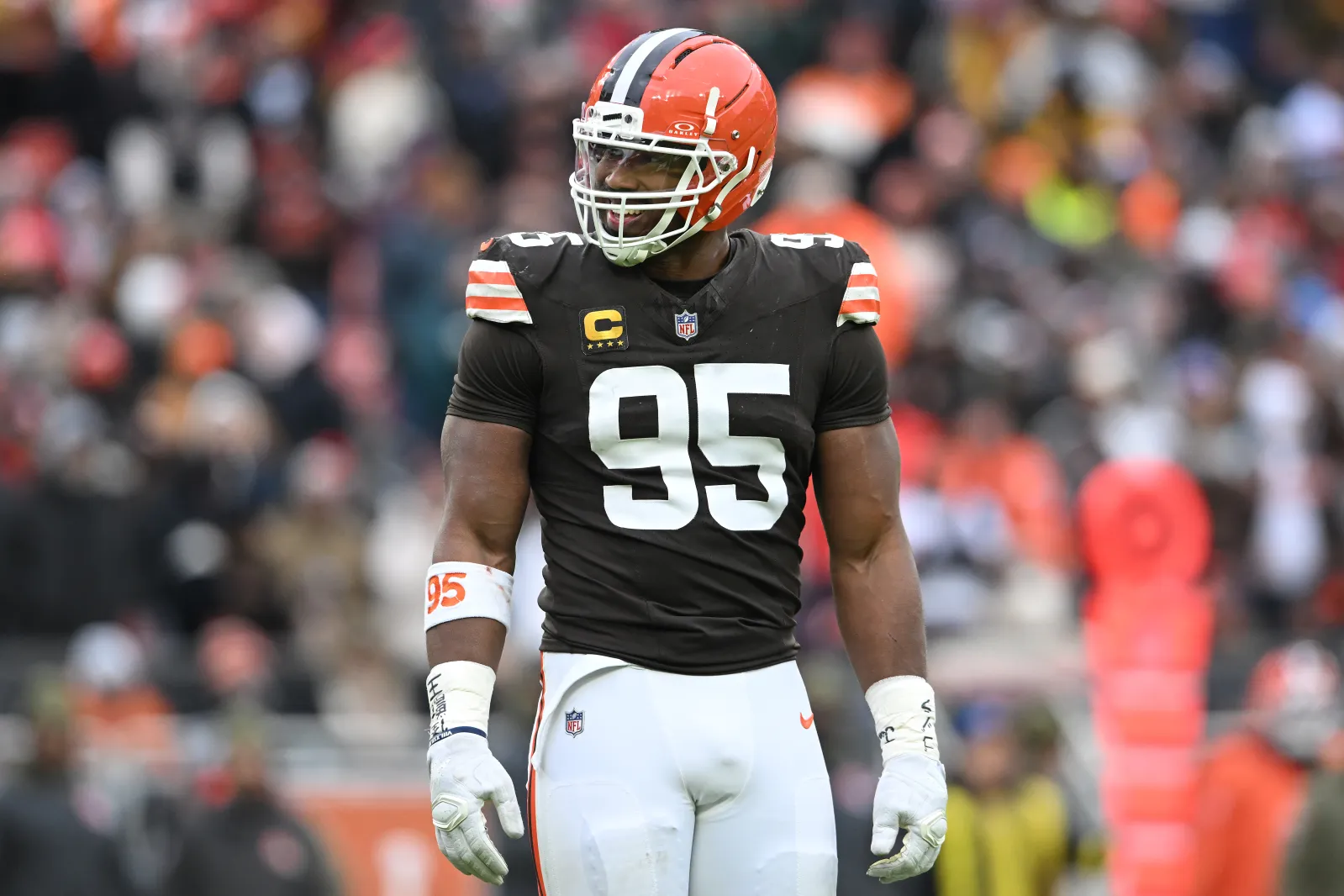 Cleveland Browns defensive star Myles Garrett against the 49ers