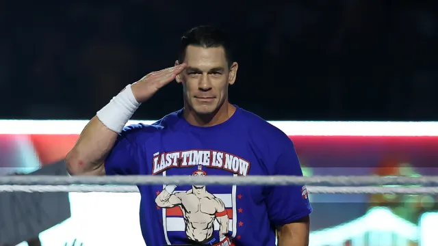 John Cena poses during WWE SummerSlam 2025 entrance