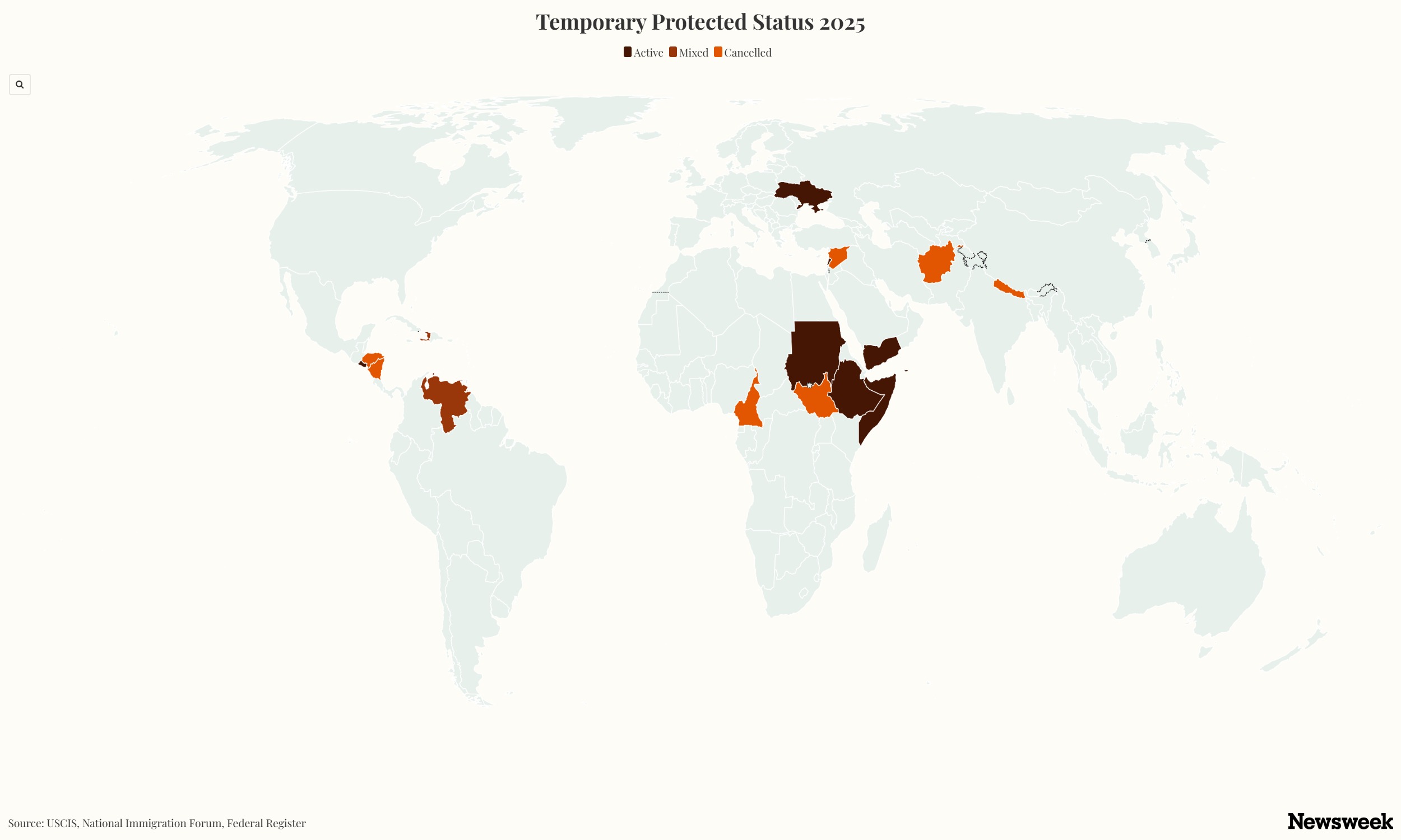Map Shows Countries Where TPS Revoked—or Kept in Place—by Trump Admin