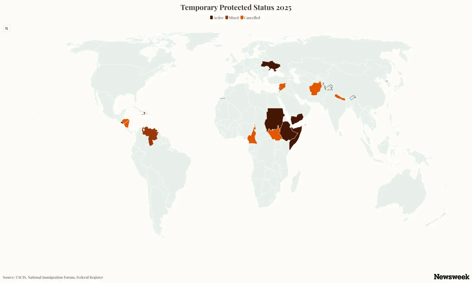 Map Shows Countries Where TPS Revoked—or Kept in Place—by Trump Admin