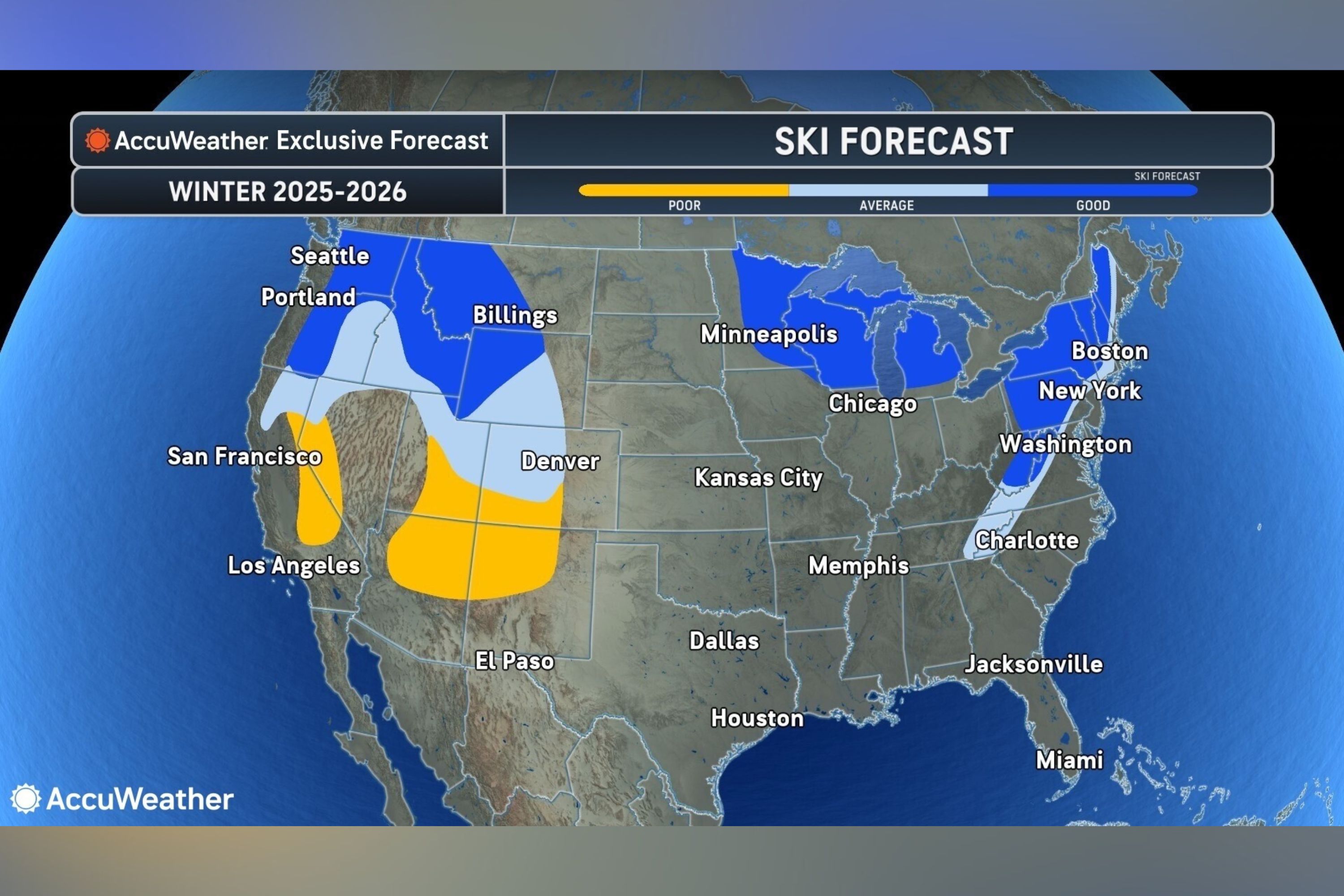 Ski Map Shows Best States for Snow This Winter